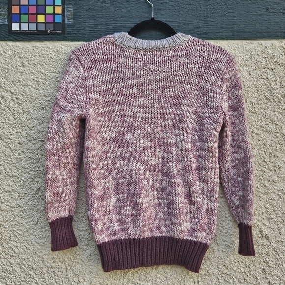J. Crew marled colorblock wool-blend crewneck sweater pink purple white XS - Picture 2 of 6